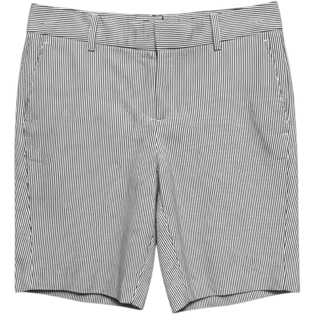 Ann Taylor Factory Cotton Mid Rise Seersucker Shorts Gray White 10